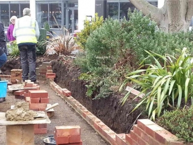 Building the bed outside Prezzo.